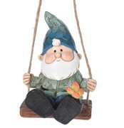 Tuinkabouter op schommel (blauw)