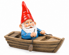 Tuinkabouter in bootje (L 20cm)