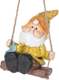 Tuinkabouter op schommel (geel)