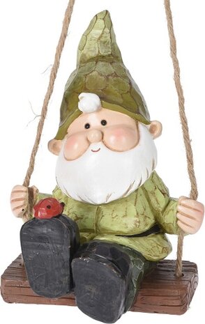 Tuinkabouter op schommel (groen)