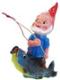 Tuinkabouter met vis aan hengel (kunststof) 36 cm