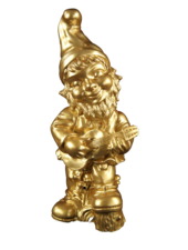 Gouden tuinkabouter met geluid (kunststof) 32 cm