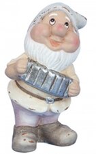 Pastel kleurige tuinkabouter met accordeon (ca.17,5cm)