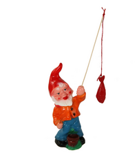 Vijver tuinkabouter met vishengel (kunststof) 31 cm