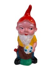 Tuinkabouter met boeketje (kunststof) 22 cm