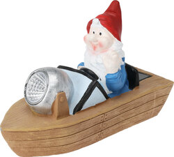 Solar tuinkabouter in boot (rode muts)