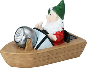 Solar tuinkabouter in boot (groene muts)