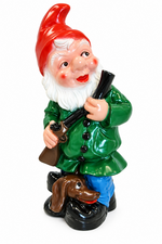 Kunststof tuinkabouter jager met geweer en hond (30cm)