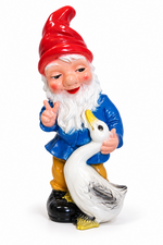 Kunststof tuinkabouter met gans (32cm)