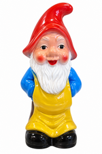 Mini tuinkabouter met geel schortje (kunststof) 12cm