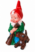 Tuinkabouter jager met hond (kunststof) 24cm