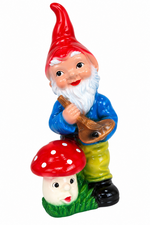 Tuinkabouter als schilder met paddenstoel (kunststof) 27cm