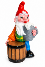 Tuinkabouter met biervat (kunststof) 40cm