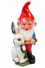Tuinkabouter met haasje (kunststof) 30cm